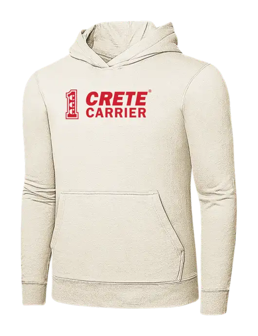 Very Light Tan 7.8 oz Ring Spun Hooded Sweatshirt w/Crete Carrier Logo