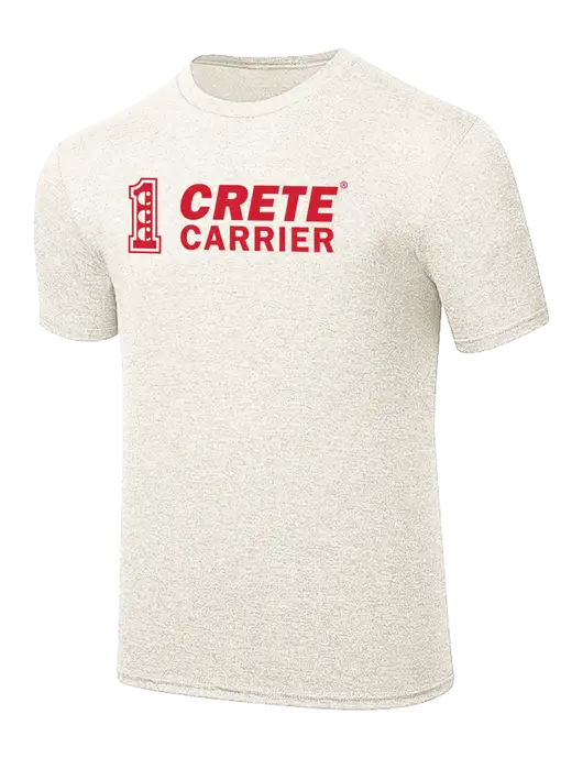 Simply Soft Very Light Tan Heather 4.5oz Poly/Combed Ring Spun Cotton T-Shirt w/Crete Carrier Logo