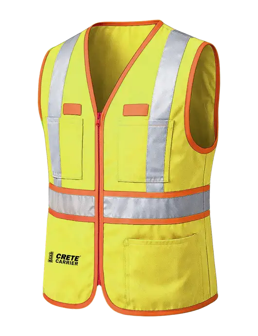 CornerStone ANSI 107 Class 2 Dual-Color Safety Yellow Vest w/Crete Carrier Logo