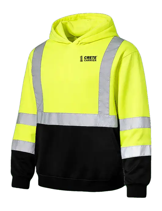 Kishigo Hi-Vis Safety Yellow Hooded Sweatshirt w/Crete Carrier Logo
