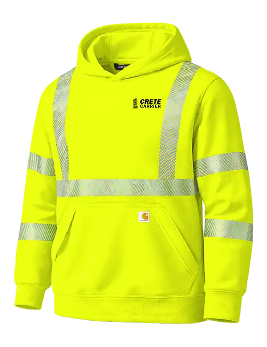Carhartt Safety Yellow ANSI 107 Class 3 Hooded Sweatshirt w/Crete Carrier Logo