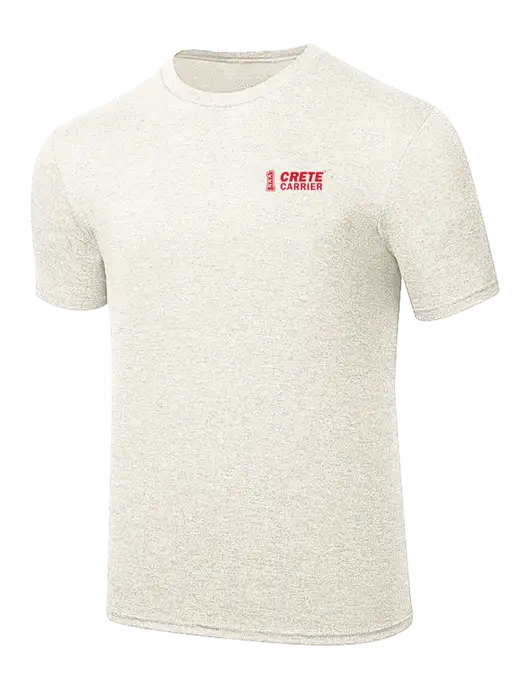 Simply Soft Very Light Tan Heather 4.5oz Poly/Combed Ring Spun Cotton T-Shirt w/Crete Carrier Logo