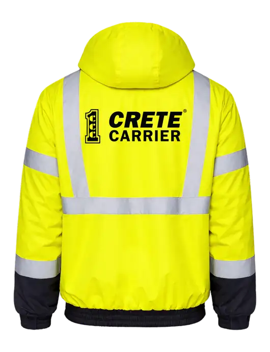 Kishigo Safety Yellow Ripstop Bomber Jacket w/Crete Carrier Logo