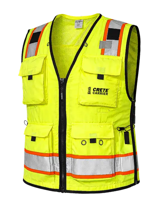 Kishigo Safety Yellow Professional Surveyors Vest w/Crete Carrier Logo