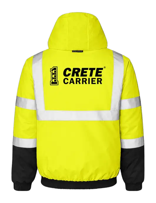 Kishigo Safety Yellow Economy Bomber Jacket w/Crete Carrier Logo