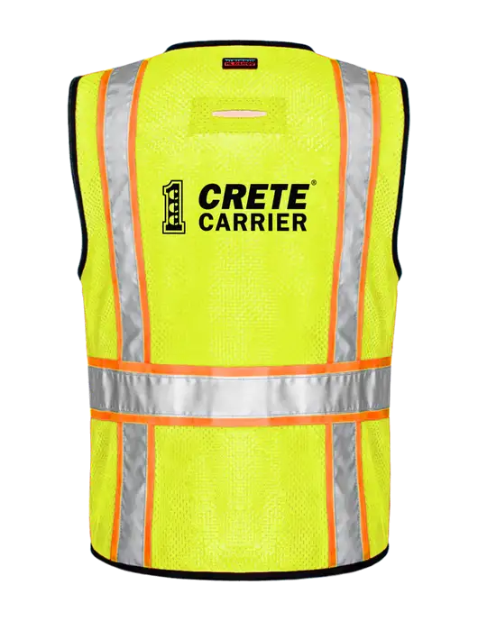 Kishigo Safety Yellow 6 Pocket Contrast Class 2 Vest w/Crete Carrier Logo