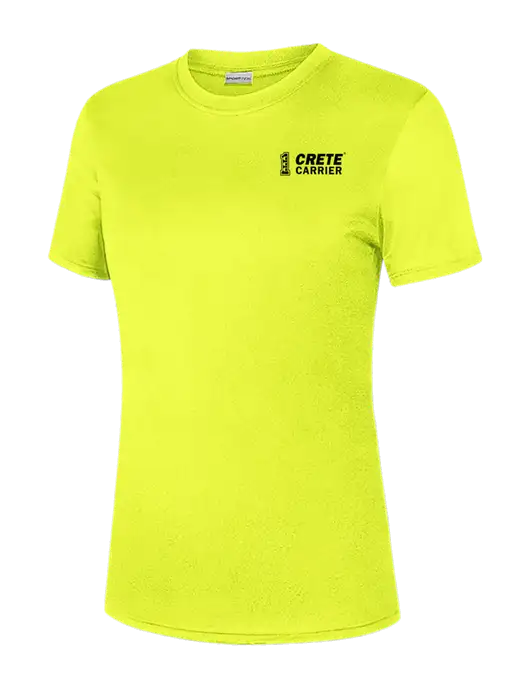 Womens Safety Yellow PosiCharge Competitor Tee w/Crete Carrier Logo