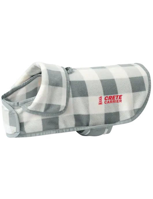 Pawsh Buffalo Medium Grey/White Check Pet Fleece Jacket w/Crete Carrier Logo
