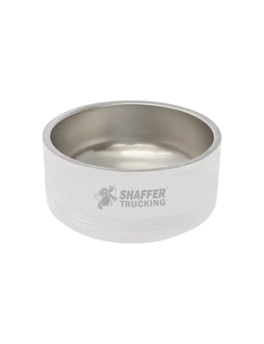 Polar Camel 32 oz. Medium White Pet Bowl w/Shaffer Trucking Logo