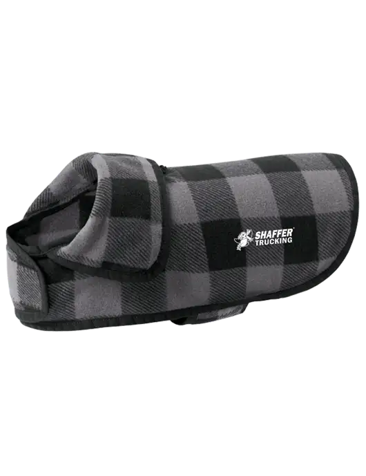 Pawsh Buffalo Grey/Black Check Pet Fleece Jacket w/Shaffer Trucking Logo