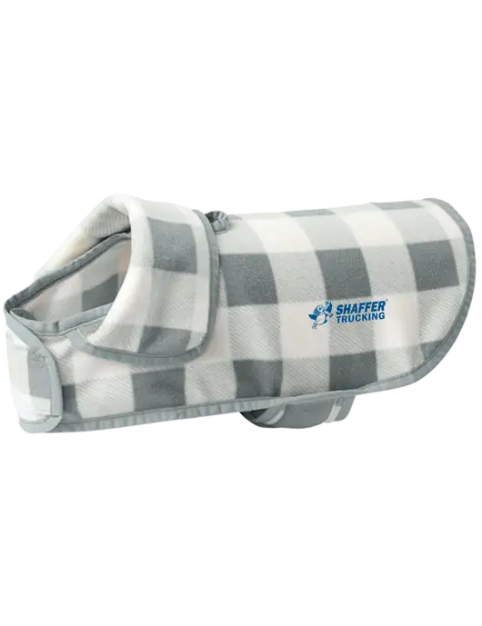 Pawsh Buffalo Medium Grey/White Check Pet Fleece Jacket w/Shaffer Trucking Logo