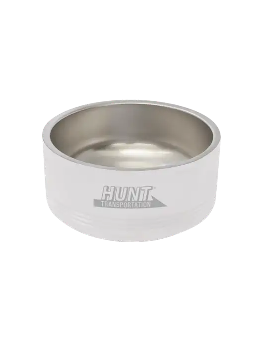 Polar Camel 32 oz. Medium White Pet Bowl w/Hunt Transportation Logo