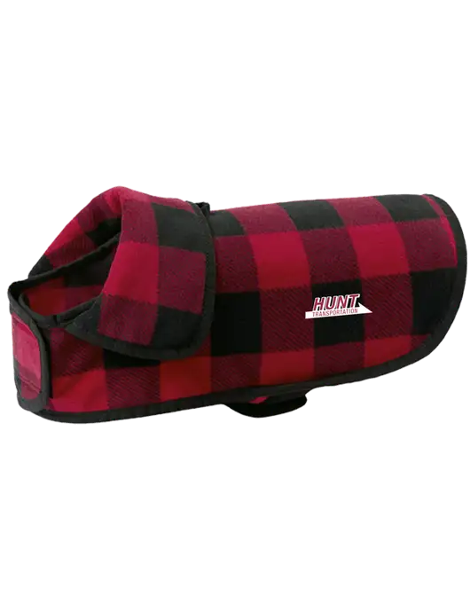 Pawsh Buffalo Red/Black Check Pet Fleece Jacket w/Hunt Transportation Logo