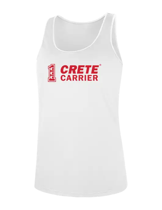 Womens White Perfect Tri Racerback Tank w/Crete Carrier Logo
