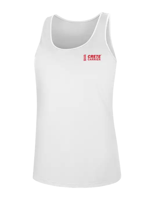 Womens White PosiCharge Competitor Racerback Tank w/Crete Carrier Logo