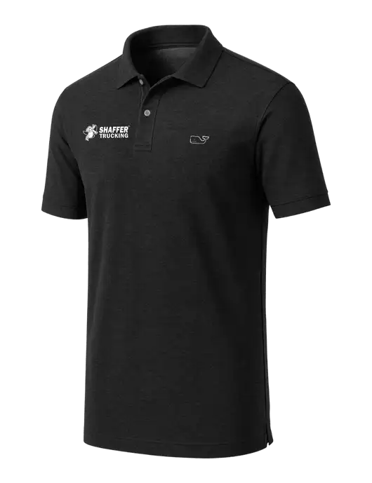 Vineyard Vines Edgartown Black Pique Polo w/Shaffer Trucking Logo