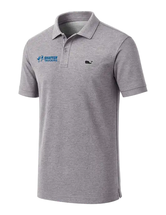 Vineyard Vines Edgartown Light Heather Grey Pique Polo w/Shaffer Trucking Logo