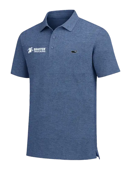 Vineyard Vines Destin Stripe Light Navy Sankaty Polo w/Shaffer Trucking Logo