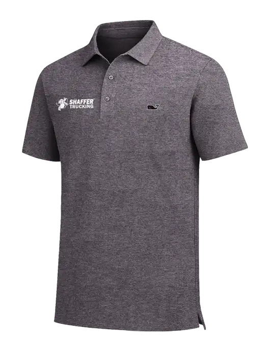 Vineyard Vines Destin Stripe Dark Grey Sankaty Polo w/Shaffer Trucking Logo