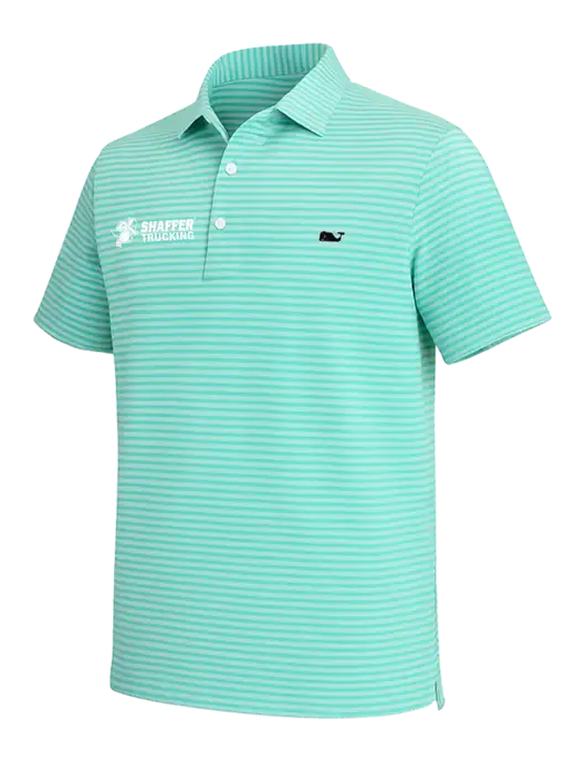 Vineyard Vines Light Teal Heathered Winstead Sankaty Polo w/Shaffer Trucking Logo