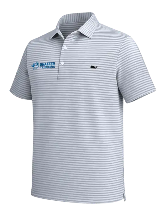 Vineyard Vines Light Grey Heathered Winstead Sankaty Polo w/Shaffer Trucking Logo