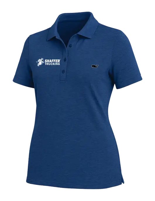 Vineyard Vines Womens Light Navy Blue Edgartown Pique Polo w/Shaffer Trucking Logo