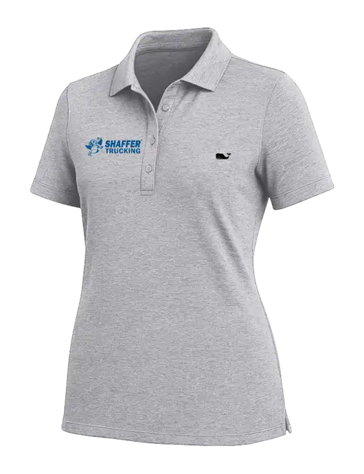 Vineyard Vines Womens Light Grey Edgartown Pique Polo w/Shaffer Trucking Logo