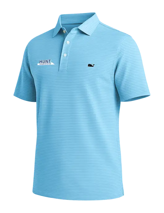 Vineyard Vines Bradley Light Sapphire Stripe Sankaty Polo w/Hunt Transportation Logo