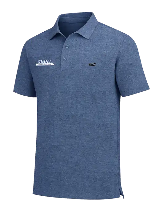 Vineyard Vines Destin Stripe Light Navy Sankaty Polo w/Hunt Transportation Logo