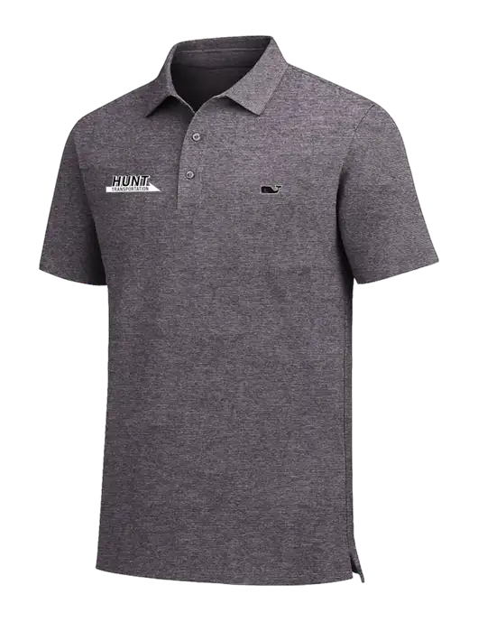 Vineyard Vines Destin Stripe Dark Grey Sankaty Polo w/Hunt Transportation Logo