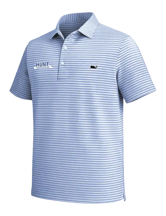 Vineyard Vines Light Navy Heathered Winstead Sankaty Polo w/Hunt Transportation Logo