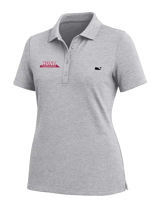 Vineyard Vines Womens Light Grey Edgartown Pique Polo w/Hunt Transportation Logo